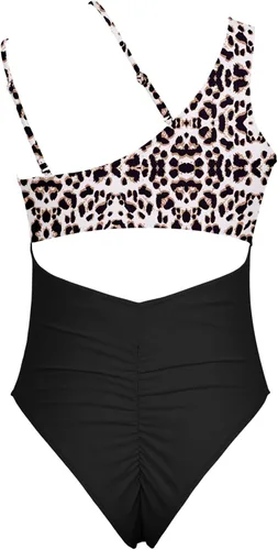 Vista 5 de QINSEN Traje de baño de una pieza con espalda fruncida y corte alto para mujer