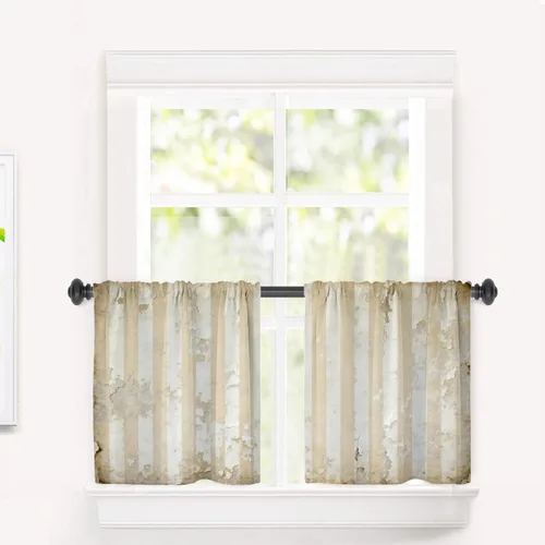 Vista 219 de Cortinas opacas de poliéster multicapa para cafetería, con diseño de diamantes, 2 unidades, 26 x 24 pulgadas
