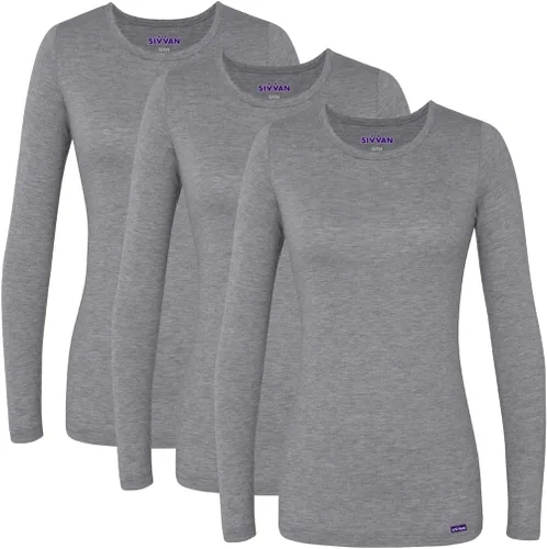 Vista 29 de Sivvan 3-Pack Women's Long-Sleeve Comfort Underscrub Tee, Scrubs Undershirts Aguamarina (Aquamarine)