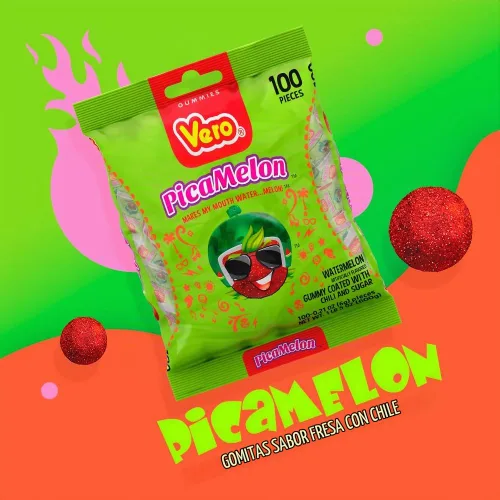 Vista 2 de Vero Picamelon - Gomitas de sandía con chile, caramelo mexicano, 100