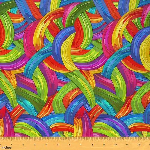 Vista 24 de Feelyou Tela Geométrica Bohemia por Yarda, Tela de Tapicería Étnica a Rayas Bohemia para Sillas, Tela Decorativa de Tradición Retro para Tapicería