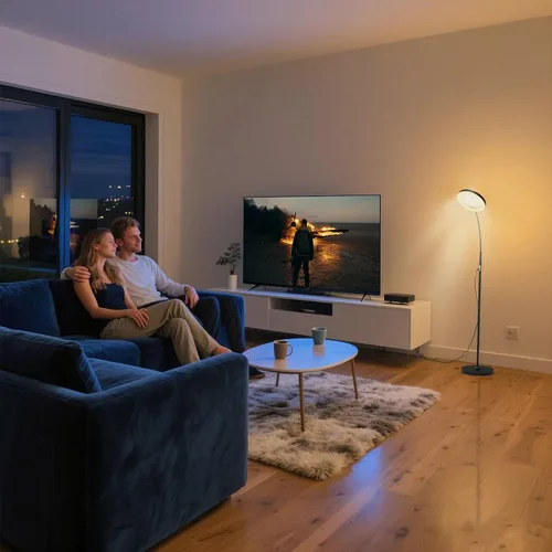 Vista 6 de Ventilador de piso con lámpara de luces RGB 18w 1200Lm lámpara LED con ventilador de pie y control remoto (negro)