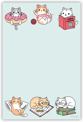 Vista 8 de Lista de tareas adhesiva linda de gato kawaii Cuaderno de notas de humor de gato, tarjeta de notas para regalo para amantes de los gatos 50