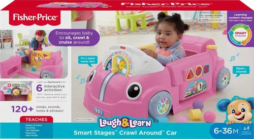 Vista 6 de Laugh & Learn Etapas de Smart Crawl Azul alrededor coche, Auto Smart Stages, rosa, Rosado