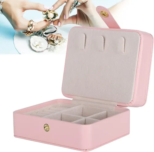 Vista 4 de Germer Caja de almacenamiento para collares, joyero ligero para aretes para anillo (rosa)