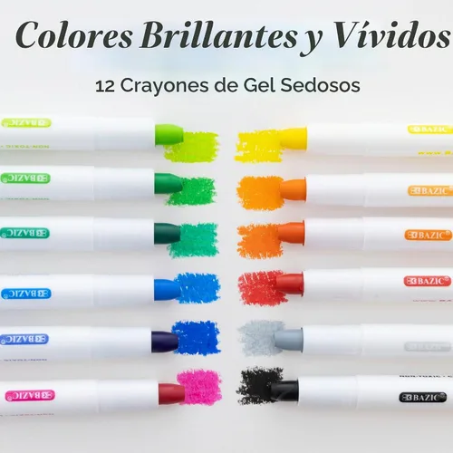 Vista 7 de BAZIC PRODUCTS Crayones de gel sedosos, 12 colores, no tóxicos, 12