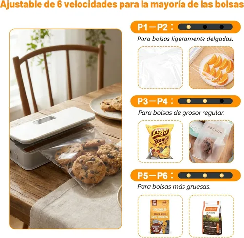 Vista 7 de Mini sellador de bolsas, sellador de bolsas ajustable de 6