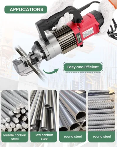 Vista 7 de Huanyu Cortador de barras de refuerzo hidráulico eléctrico Velocidad de corte 1-1.5s Corte hasta 5/8 pulgadas #5 0.157-0.630 in Rebar Máquina