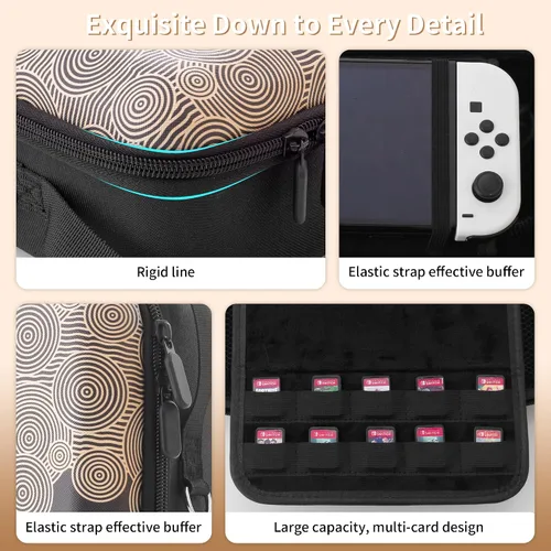 Vista 4 de Switch Case for Zelda Tear of The Kingdom, Shockproof Carrying Case Built-in Stand Fit Switch DockPro Controller and AC Adapter, Portable Travel Bag