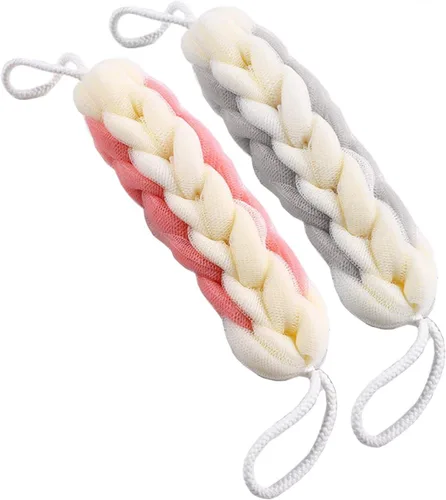 Vista 10 de AARAINBOW Paquete de 2 esponjas de espalda elásticas largas mejoradas con asas de cuerda, esponja de malla para baño, ducha, esponja exfoliante