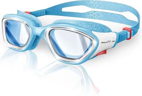 Vista 11 de Whale Gafas de natación, gafas antivaho HD, unisex, 100% protección UV, diseño antivaho transparente visión submarina de gran angular Negro