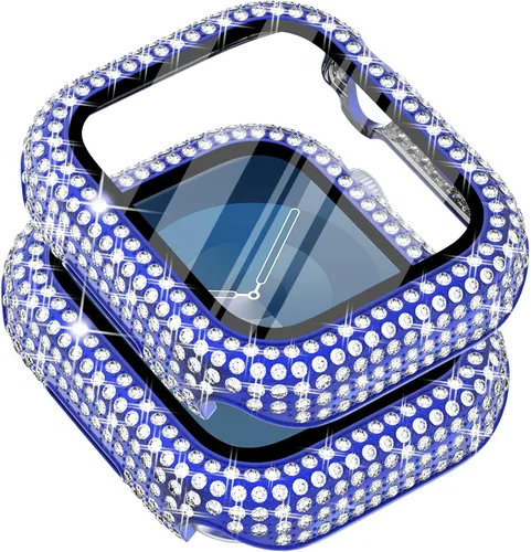 Vista 50 de Surace - Carcasa de 1.49 pulgadas compatible con Apple Watch con protector de pantalla, caja protectora general con diseño de diamantes brillantes