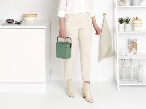 Vista 8 de Brabantia Sort & Go Recipiente de Residuos de 0.8 Galones (Verde Abeto) Cubo de Reciclaje Eficiente en Espacio con Asa, Tapa Extraíble y que