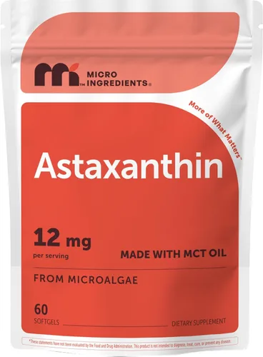 Vista 9 de Micro Ingredients Astaxantina de 12 mg con aceite MCT, 45 cápsulas blandas Suplementos antioxidantes de astaxantina premium* Fuente