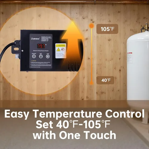 Vista 3 de Calentador utilitario con termostato integrado, calentador eléctrico para casa de bombas de 600W 120V, diseño de convección con ventilador
