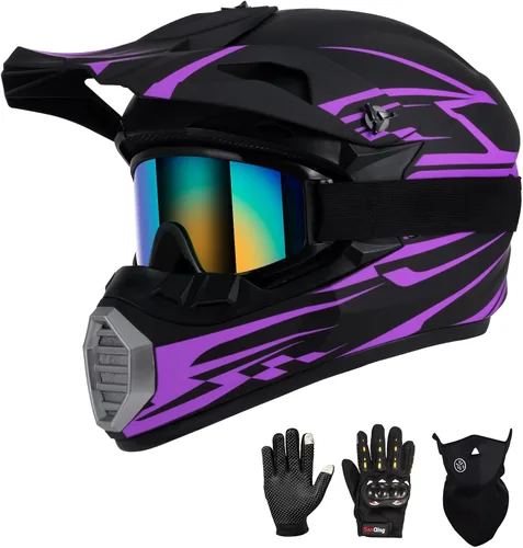 Vista 18 de Casco de motocross para niños y jóvenes aprobado por DOT, Casco de cara completa para ATV, moto de todoterreno y bicicleta de tierra para adultos