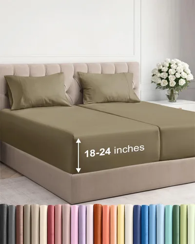 Vista 67 de Sábanas individuales de bolsillo extra profundo, sábanas transpirables y refrescantes de 3 piezas, juego de sábanas de lujo para hotel, suaves, sin