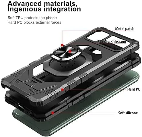 Vista 5 de SOGA Funda compatible con Boost Mobile Celero 5G+ Plus 2023 con protector de pantalla de vidrio templado [grado militar] anillo de montaje