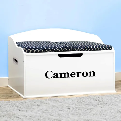 Vista 6 de DIBSIES Caja de juguetes personalizada Creative Wonders, serie Signature para niños, 30 x 19.25 x 18 pulgadas, tapa de cierre suave (azul)