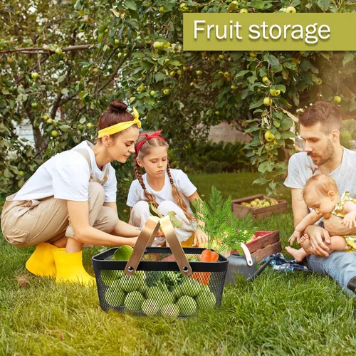 Vista 9 de Cesta de productos de cosecha de jardín y cesta de pícnic, cesta organizadora de almacenamiento multifuncional para recolección de frutas y verduras