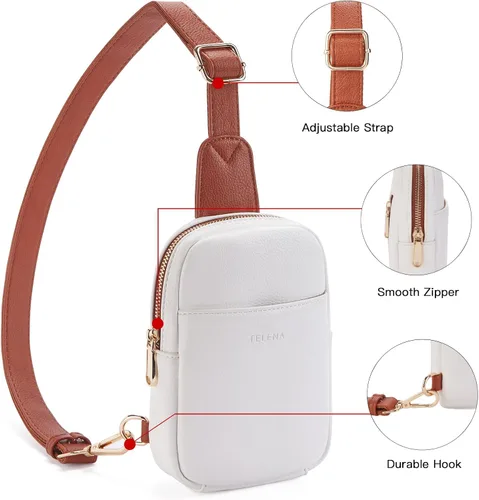 Vista 88 de Telena Riñonera pequeña para mujer, de cuero, cangureras, bolsa de pecho para mujer