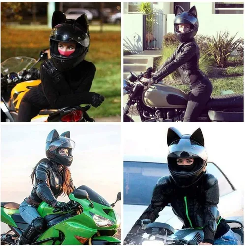 Vista 4 de Casco de motocicleta personalizado para adultos, para hombres y mujeres, con locomotora de gato fresco para motocicleta, con certificación Negro