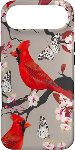 Vista 16 de Women Girls Cardinals Red with Floral Butterfly Case for iPhone 17