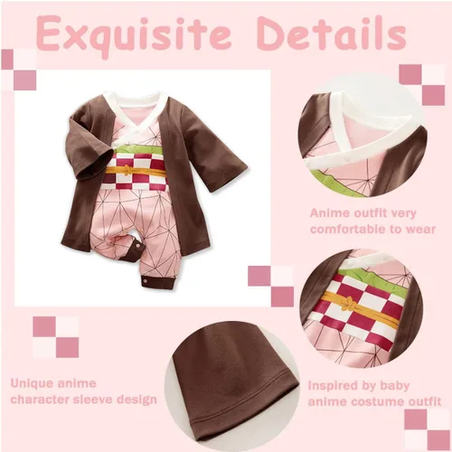 Vista 3 de Disfraz de bebé niño ropa de anime para recién nacido cosplay Demon Slayer