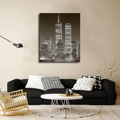 Vista 3 de World Trade Center Building - Póster retro en blanco y negro, cuadro estético moderno, arte de pared, decoración de oficina en casa, pintura, regalo