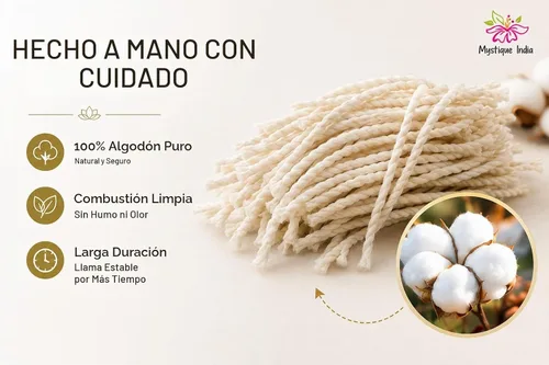 Vista 5 de Largo algodón trenzado mechas Diya Bati Puja religioso Jyot Akhand lámpara de aceite Diwali Iluminación 500 pc (Largo)