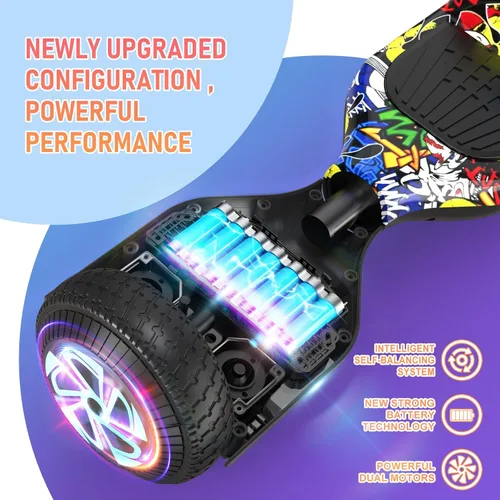 Vista 4 de LIEAGLE Scooter, Self Balancing Scooter with Bluetooth Speaker LED Lights Wheels,Dual 300w Motors, 7.5 mph Max Speed & 8.5 Miles Max Range, for