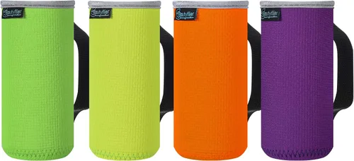 Vista 8 de Beautyflier Paquete de 4 fundas aislantes de neopreno antideslizantes en relieve, fundas gruesas y plegables para latas de bebidas, para fiestas