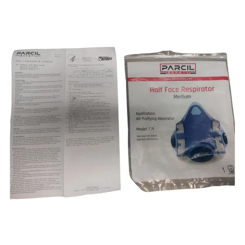 Vista 8 de Parcil Safety UltraSeal - Máscara respiradora reutilizable grande de media cara Aprobado por NIOSH Protección OV/P95, cartuchos de bayoneta