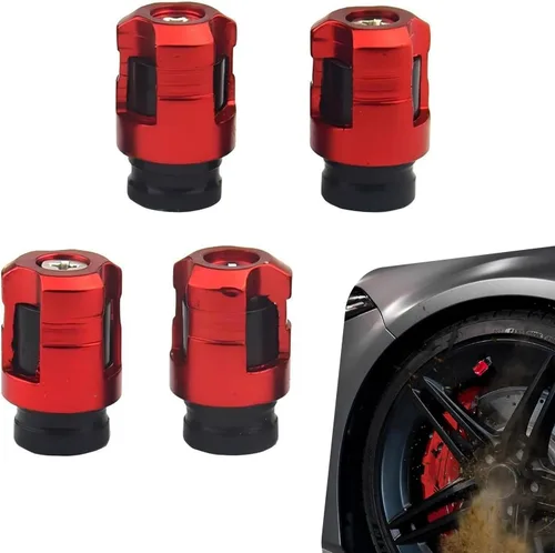 Vista 8 de 4 tapas de vástago de válvula de neumático de automóvil, cubierta de válvula de rueda de aleación de aluminio de forma única, tapa de vástago
