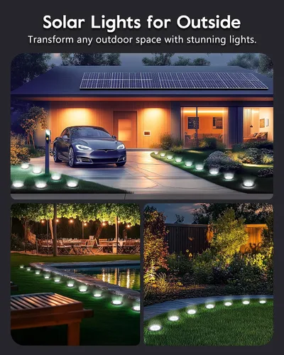 Vista 8 de Brightown Luces Solares Exteriores Impermeables, 12 Paquetes de Luces LED Solares Empotradas para Patio, Jardín, Césped, Terraza, Exterior, Sendero