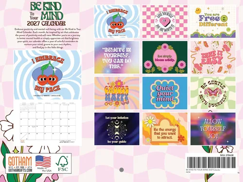 Vista 2 de Kind Mind - Calendario mensual de pared 2027 de salud mental de 12 meses