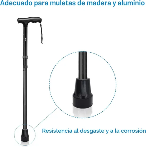 Vista 6 de Puntas de bastón de repuesto, 3/4 pulgada, negro.