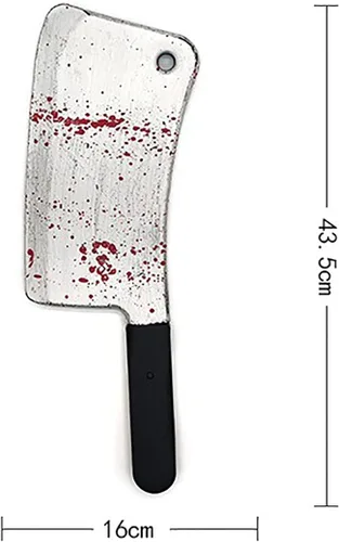 Vista 3 de Cooplay Cuchillo de plástico de carnicero de sangre para cosplay, accesorios de plástico realistas de terror, divertido para Halloween, fiesta
