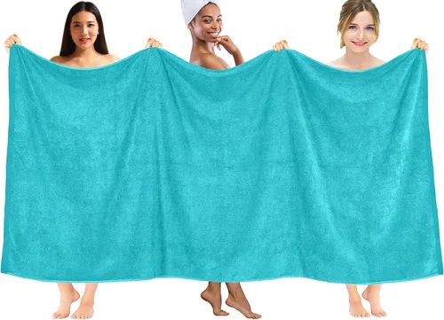 Vista 4 de DAN RIVER Paquete de 1 sábana de baño de 40x80 pulgadas, sábanas de baño jumbo para adultos, toallas grandes gruesas y absorbentes - Aguamarina