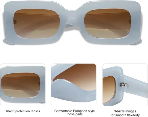 Vista 3 de SOJOS Retro 90s Small Nude Rectangle Sunglasses Womens Mens Trendy Chunky Glasses