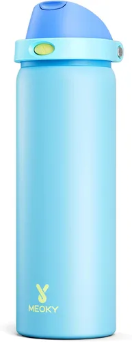 Vista 48 de Botella de agua de 24 onzas para el día de San Valentín: Botella de agua de acero inoxidable Meoky con popote y tapa de boquilla, a prueba de fugas