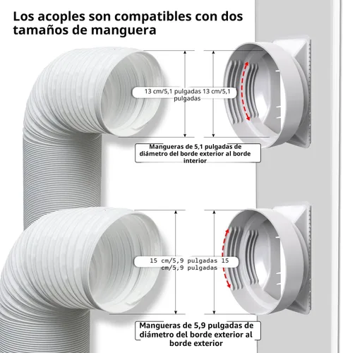 Vista 5 de Kit de Ventilación de AC para Puerta Corredera de 95" con Manguera Extensible de Φ 5.1" con Cerradura de Seguridad y Burletes Contra la Intemperie