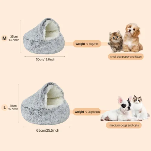 Vista 5 de YUDANSI Cama para Gatos con Capucha para Gatos de Interior, Cama para Perros con Capucha Grande Cubierta para Perros Pequeños Gatos Cachorros