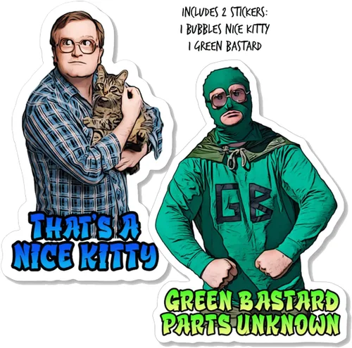 Vista 3 de Paquete de calcomanías de burbujas (paquete de 2) – Calcomanías de burbujas y bastardo verde, mercancía oficial de Trailer Park Boys