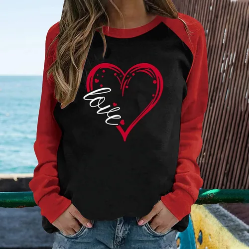 Vista 65 de Sudadera de manga larga con estampado de leopardo y corazón para mujer, para el día de San Valentín, sin botones, para niñas, regalos