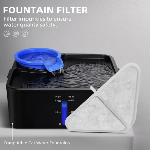 Vista 2 de Reemplazo automático de filtros de fuentes para mascotas, dispensador de múltiples filtros para perros de 230 oz/7 L, sistema de filtración