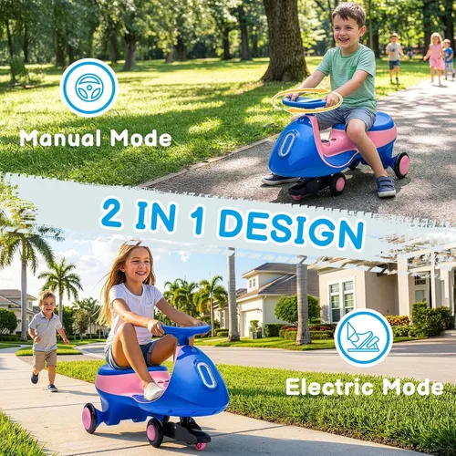 Vista 7 de Winado - Juguete eléctrico de 12 V con pedal, color azul y rosa