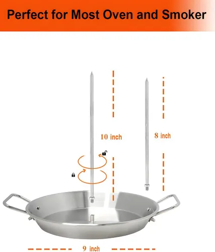 Vista 4 de Brocheta vertical para barbacoa – Al Pastor Pincho vertical para asador vertical para tacos Al Pastor, Shawarma, giroscopios, accesorio