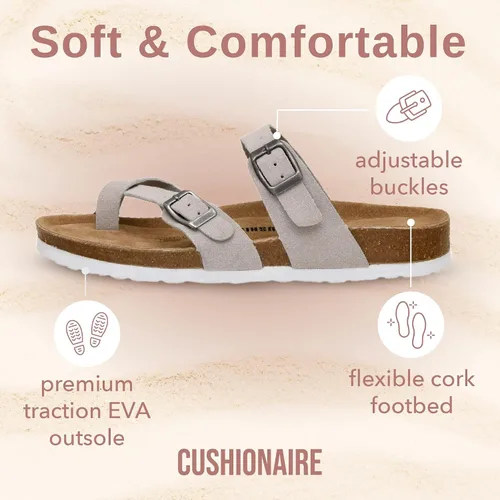Vista 4 de CUSHIONAIRE Luna Sandalias para mujer con plantilla de corcho para más comodidad