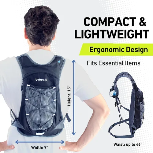 Vista 3 de Vibrelli Hydration Backpack & 2L Hydration Bladder - High Flow Bite Valve - Hydration Pack for Cycling, Running, Hiking